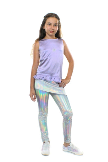 Lilac silk and bamboo jersey asymmetric blouse with rhinestone detail, handcrafted and eco-friendly women’s fashion piece